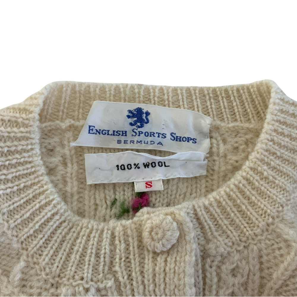 Women’s Vintage Embroidered Wool Cardigan Sweater S - Picture 3 of 4